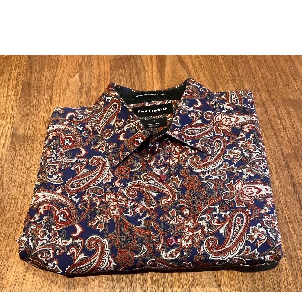Paul Fredrick LT Classic Fit Paisley Long Sleeve Shirt 100% Cotton‎